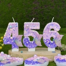 3 件美人鱼尾巴形数字蜡烛、生日蛋糕蜡烛装饰、0-9 年龄数字蜡烛、大气生日蜡烛、可爱创意数字蜡烛、惊喜派对蛋糕装饰、适用于派对、婚礼、生日晚宴、餐厅氛围装饰、房间装饰、礼物、生日装饰、生日快乐、房间装饰 - 多色 - 查看 8