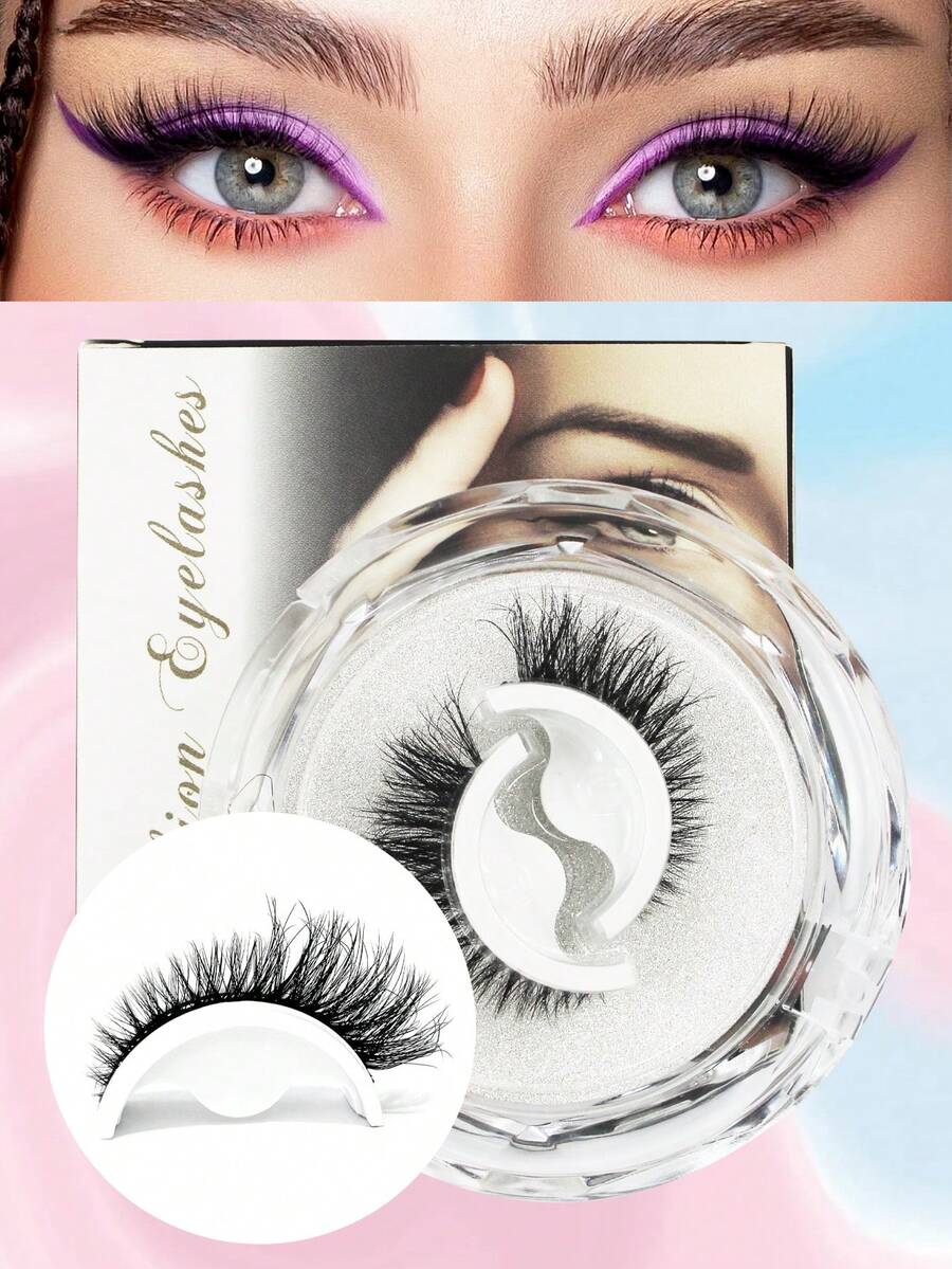 Hinarin 一对自粘睫毛自然可重复使用预粘睫毛 3D 睫毛粘贴睫毛无需胶水防水自然假睫毛 - 眼尾拉長款 - 查看 1