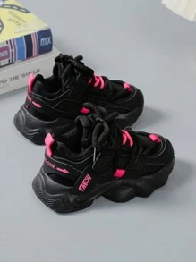 1 par de tênis esportivos Zhino recomendados para crianças, moda primavera/outono, confortáveis, simples, de cano baixo, para corrida casual, para áreas internas/externas, adequado para meninos e meninas - Preto - Ver 5