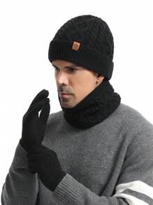 1-3 件/套男士冬季针织帽、围巾、触摸屏手套套装、保暖衬里、菱形和雪花提花图案、适合滑雪、旅行、骑自行车、驾驶、男士礼物、日常使用冬季配饰冬季服装 - 彩色 - 查看 9