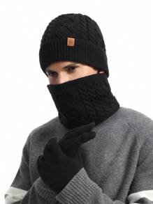 1-3 件/套男士冬季针织帽、围巾、触摸屏手套套装、保暖衬里、菱形和雪花提花图案、适合滑雪、旅行、骑自行车、驾驶、男士礼物、日常使用冬季配饰冬季服装 - 彩色 - 查看 8