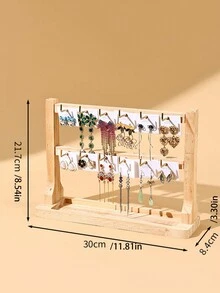 1 Giá trưng bày đồ trang sức bằng gỗ nhiều lớp tự làm có móc kim loại, đựng hoa tai, kẹp tóc, vòng tay, thích hợp để trưng bày tại cửa hàng trang sức - Móc sắt gỗ nguyên khối 2-4 lớp - Xem 9