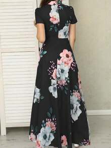 Casual Impreso Strappy Vestidos Largos Vestidos de Mujer - Negro - Ver 3