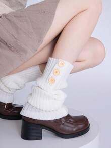 1/2双彩色针织腿套女士秋冬纽扣式腿套 - 羈扣腿套 - 查看 2