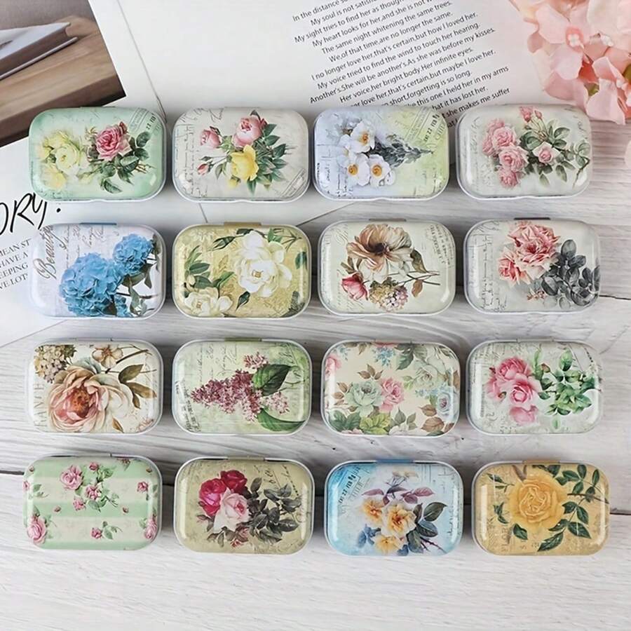 10pcs Vintage Floral/Lavender Mini Metal Trinket Boxes, Elegant Jewelry And Pill Cases, Suitable For Wedding Favors, Guest Gifts And Reception Decor - Charming Antique Gift Packaging, Battery-Free, For 14+ Years Old, Home & Kitchen Party Supplies Summer Necessity For Women Storage Organizer Gift Travel Back To School, Room Decor - Lavender Box - View 1