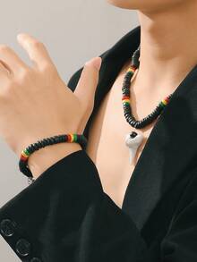 2 chiếc vòng cổ hạt cườm nhiều màu sắc thời trang hình cá mập và vỏ dừa cho nam, thích hợp để đeo hàng ngày - Nhiều màu - Xem 9