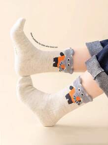 1/3/5 Cặp Vớ Cổ Cao Dày Ấm In Hình Động Vật Hoạt Hình Cho Bé Trai Mùa Thu/Đông, Thiết Kế Đường May Chống Mùi Chống Trượt - Nhiều màu - Xem 2