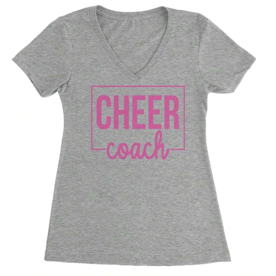 Cheer  Cheerleader Ladies V-Neck T-Shirt - Heather grey - View 1