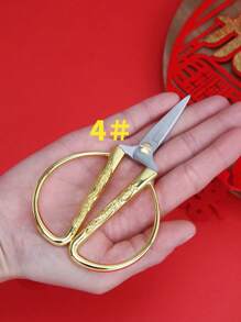 不銹鋼龍鳳剪,家用裁縫剪,復古小剪刀適用於刺繡 - 金色 - 查看 14