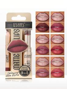 Ushas, 12-Color Matte Lipstick And Lip Liner Duo Set - Achieve Flawless, Long-Lasting Matte Finish With Precise Contouring, Moisturizing Formula For All Skin Types, Perfect For Any Occasion, Ideal Gift - Nhiều màu - Xem 2