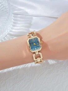 1 pieza/Set Reloj de cuarzo minimalista de moda para adolescentes con patrón de escala y hebilla hueca de acero, adecuado como regalo de cumpleaños, Halloween, Navidad