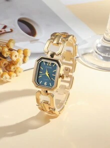 1 pieza/Set Reloj de cuarzo minimalista de moda para adolescentes con patrón de escala y hebilla hueca de acero, adecuado como regalo de cumpleaños, Halloween, Navidad