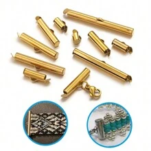 10pcs Stainless Steel Crimp End Beads Slide End Clasp With Chain Buckles Tubes Slider End Caps Connectors DIY Jewelry Accessories