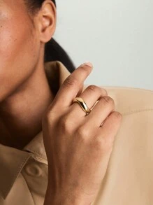 Minimalist Luxury Chunky Wave Index Finger Rings Sterling Silver Waterproof Unisex Daily Wear - Chunky Finger Rings - View 2