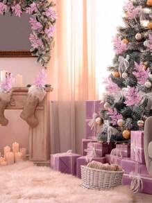 10pcs/5pcs-Artificial Pine Sprigs Greenery Stems Pine Picks Plastic Decor DIY Holiday Accessories Artificial Pine Branches Faux Cedar Stems, Faux Cedar Branches, Fake Greenery Pine Picks For Wreath Craft DIY Home Kitchen Decorations, Fake Red Pine Tree Branch - For DIY Wreath Decoration And Home Garden Decoration(Pink) - Pink - View 3