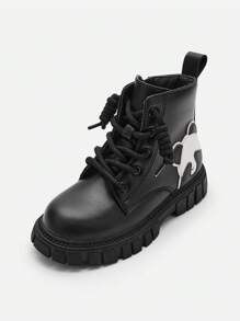 Balabala 女童靴子 2024 秋冬皮靴 - 黑色 - 查看 1