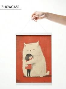 1 件迷人猫咪拥抱墙画 - 现代海报，适用于客厅、卧室、厨房、办公室、咖啡厅装饰，现代卧室绘画，温馨空间的舒适家居装饰，无框，可选画框 - 彩色 - 查看 7