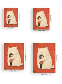 1 件迷人猫咪拥抱墙画 - 现代海报，适用于客厅、卧室、厨房、办公室、咖啡厅装饰，现代卧室绘画，温馨空间的舒适家居装饰，无框，可选画框 - 彩色 - 查看 9