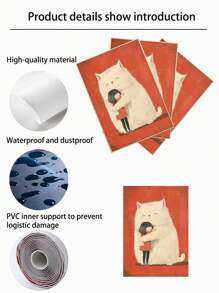 1 件迷人猫咪拥抱墙画 - 现代海报，适用于客厅、卧室、厨房、办公室、咖啡厅装饰，现代卧室绘画，温馨空间的舒适家居装饰，无框，可选画框 - 彩色 - 查看 2