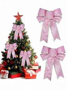 6pcs-Christmas Wreath Bows For Holiday Decorations, Suitable For Large Gifts, Great For Christmas Tree Hanging And Holiday Decorations,Holiday Arrangement Wreath DIY Garland Holiday Decor Winter Greenery,Winter Holiday Xmas Wreath Garland Home Garden Party Decoration,Christmas Tree Decorations,Xmas Decorations,Christmas Tree Decoration,Christmas Table Decorations - Pink - Pink - View 6