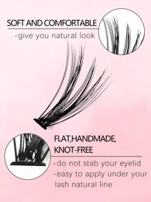 3pcs/Pack 60pcs/Pack C Curl 0.07mm Mixed Length Pre-Fanned Mink Eyelash Extensions, Soft Curl, Eye Enlarging, Portable For Home Or Outdoor Use, Suitable For Parties, Gatherings & Makeup Lash Clusters,Eye Lash Clusters,Individual Eyelashes,Lashes,Fake Lashes - Black - View 7