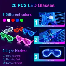 260PCS Glow In The Dark Party Supplies, Glow Sticks Glasses Favors, 20PCS Foam Glow Sticks, 20PCS LED Glasses, 20PCS Bunny Ear Headband And 200PCS Glow Sticks For Neon Party For Unforgettable Neon Parties, Weddings, Birthdays, Halloween, New Year's Eve And Christmas Celebrations - Nhiều màu - Xem 10