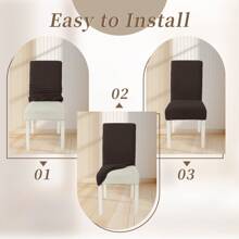 CYCMACO Chair Covers With Backrest 4/6 Pieces, Stretch Chair Cover, Universal Chair Covers For Dining Room Kitchen, Washable Removable, Easy To Clean And Durable - 棕色 - 查看 4