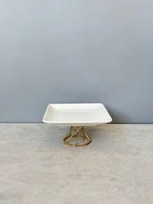 1 套 2 层陶瓷托盘，简约风格蛋糕架，适合万圣节、圣诞节礼物、婚礼、派对、下午茶、甜点、水果