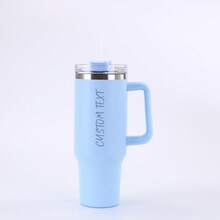 Bình nước bằng thép không gỉ cách nhiệt tùy chỉnh có tay cầm và ống hút, giữ đồ uống nóng/lạnh, cốc du lịch di động, cốc xe hơi có tên cá nhân, bình tập thể dục, quà tặng sinh nhật độc đáo cho gia đình và bạn bè, quà tặng năm mới - màu xanh da trời - Xem 1