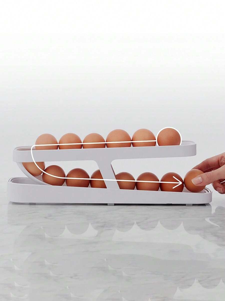 1 件装冰箱鸡蛋储存滚轮托盘' - 白色 - 查看 1