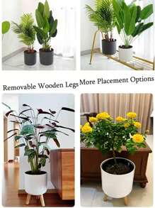1 pieza Maceta redonda clásica de riego automático, apta para todas las plantas y flores de interior, un riego dura de 15 a 20 días, la mejor opción para el cuidado de plantas a corto plazo, maceta vertical moderna con orificios de drenaje, decorativa