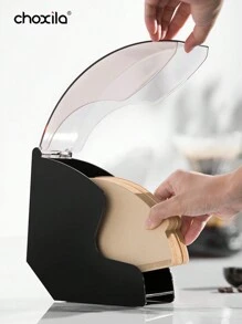 choxila 1pc Coffee Filter Holder, Coffee Filter Storage With Dustproof Cover, Coffee Filter Paper Dispenser Rack, Coffee Filter Box For Coffee Shop, Home, Office, Capacity Of 200pcs Cone Coffee Filters