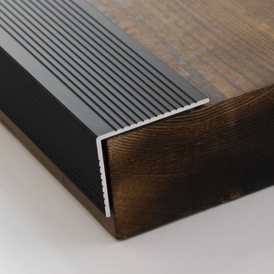 5Piece Aluminum Peel And Stick Stair Nosing Matte Black Staircase Step