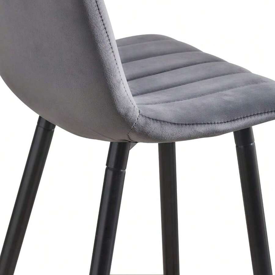 CLIPOP Bar Stools Set Of 2 Grey Velvet Breakfast Bar Chairs With