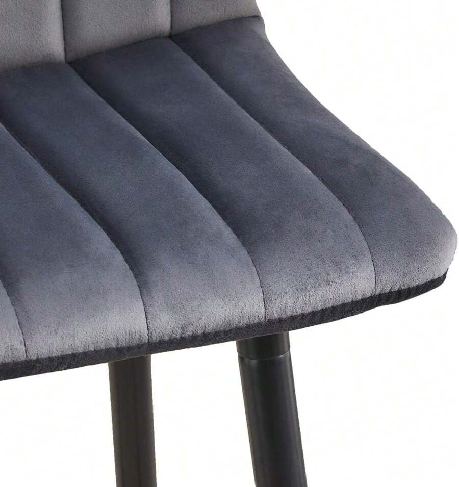 CLIPOP Bar Stools Set Of 2 Grey Velvet Breakfast Bar Chairs With