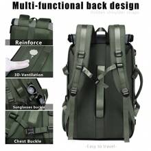 1pc Multifunctional Large Capacity Backpacks For Women's, Multi-Purpose Hiking Bags, Outdoor Camping Backpacks With Shoe Compartment And USB Charging Port, Business Laptop Backpacks, Men's And Women's Gifts, School Backpack - 軍綠色 - 查看 9