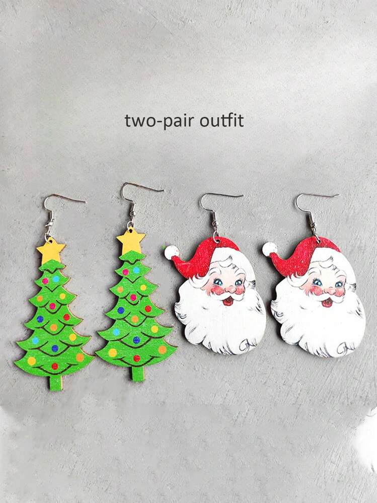 ☆サンタさんとXmas猫ちゃんピアス☆ 2ペアセット クリスマスピアス サンタのこびと、雪だるま、レッド