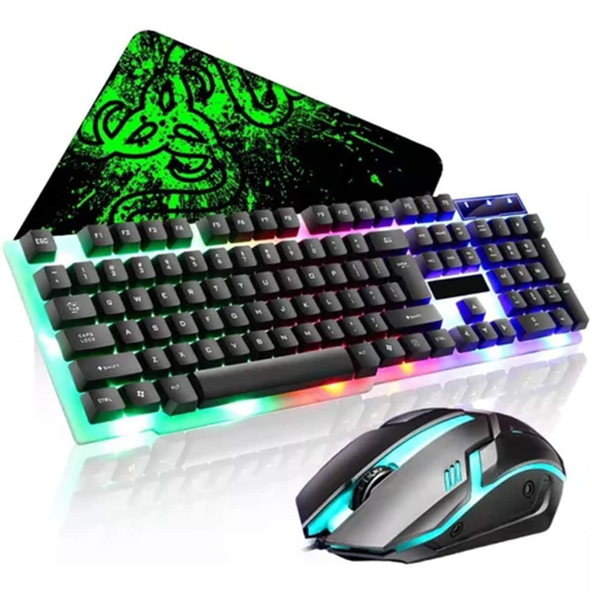 Kit Teclado Mouse Game Profesional Alfombrilla De Ratón Usb - Negro - Ver 1