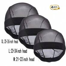 1-6Pack Mesh Dome Cap For Wig Making Stretchable Dome Mesh Lace Front Wig Caps For Women (Black) - Multicolor - View 2