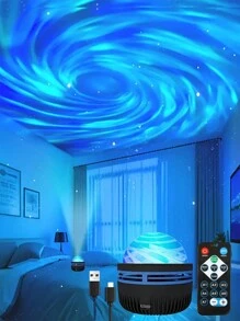 1pc   Star Vortex Galaxy Projector With Nebula Cloud Moving Ocean Wave,LED  Night Light Projector With Remote Control For Bedroom Living Room Home Theater Ceiling DJ Party Dance Hall Atmosphere Night Light