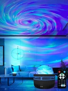 1pc   Star Vortex Galaxy Projector With Nebula Cloud Moving Ocean Wave,LED  Night Light Projector With Remote Control For Bedroom Living Room Home Theater Ceiling DJ Party Dance Hall Atmosphere Night Light
