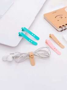 5pcs Desk Cable Management Silicone Ties, Headphone Anti-Lost, Wire Organizer Straps
