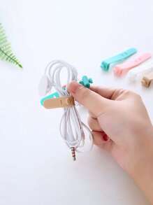 5pcs Desk Cable Management Silicone Ties, Headphone Anti-Lost, Wire Organizer Straps
