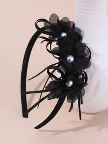 7/1pc Pear Mesh Hairbands Headband With Artificial Flowers, Cocktail, Wedding,Holiday Party Photo Shoot Dress Up Hair Accessories