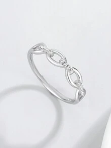 Esberry 1 PC S925 Sterling Silver Four Interlocking With Diamonds Unique Ring Ladies Jewelry Yellow Gold Plated Fine Jewelry Daily Wear Gifts