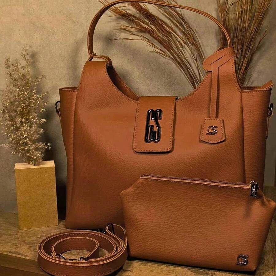 Seraphine Women's Bag, Premium Line, Luxurious, Elegant, Dinner, Work, Satin Lining, Crossbody Strap. Gaby Show - 駝色 - 查看 1