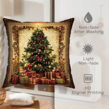 4 chiếc vòng hoa trạng nguyên Giáng sinh Quà tặng cây thông Noel Vỏ gối nhung Màu xanh lá cây cổ điển Nâu Vỏ gối trang trí mềm mại ấm cúng In một mặt 18in * 18in cho Giáng sinh Mùa đông Phòng khách Phòng ngủ Trang trí giường sofa Không có ruột gối - màu xanh lá - Xem 7