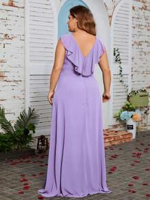 大码裹领无袖伴娘礼服优雅连衣裙