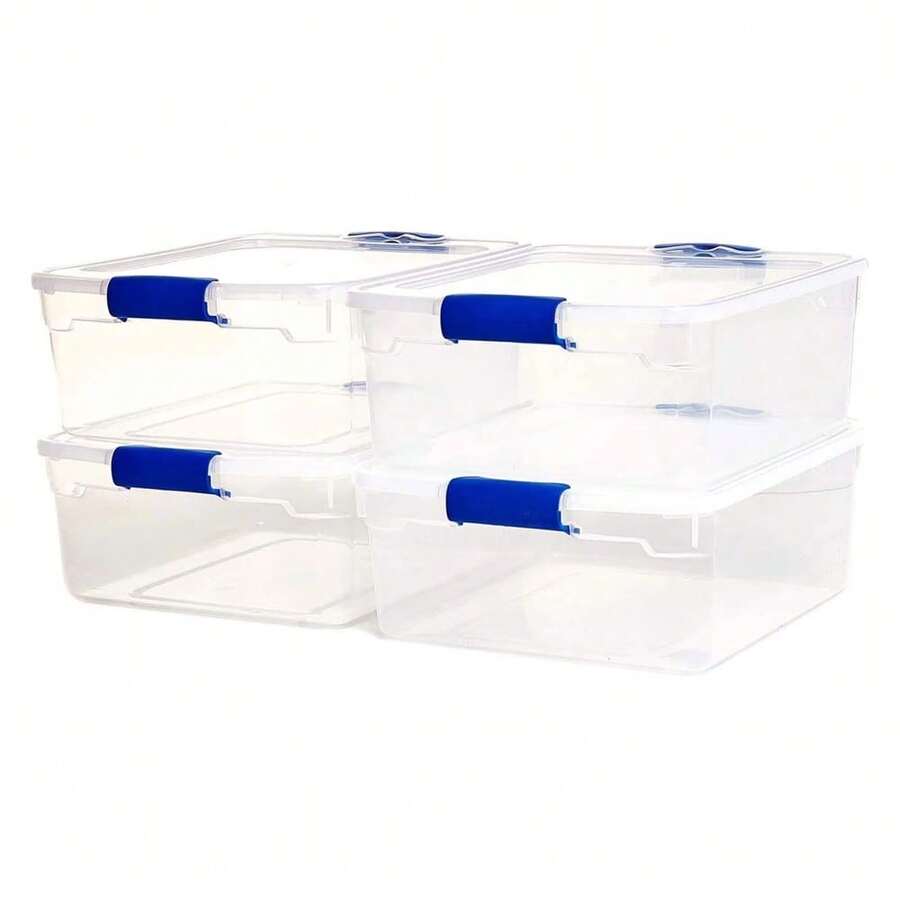 15.5 Qt Plastic Stackable Storage Containers With Lids, Clear (4 Pack