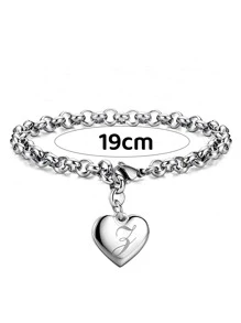 1pc Charm Bracelet With 26 Alphabet Letters, Chunky Jewelry, Heart Design, Suitable For Women And Teens, Perfect Christmas Gift